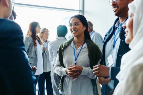 Girl networking at an event