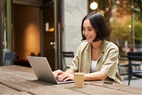 Girl working at a café