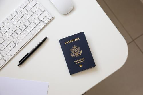 Passport on a table