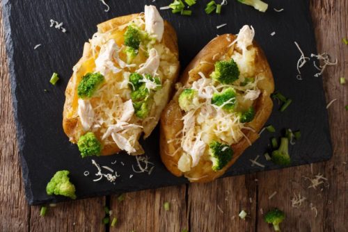Example of a jacket potato with toppings